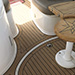 Fairline Phantom with Permateek Synthetic Decking in 'Modern' with black caulking, designed to match the customer's existing table.